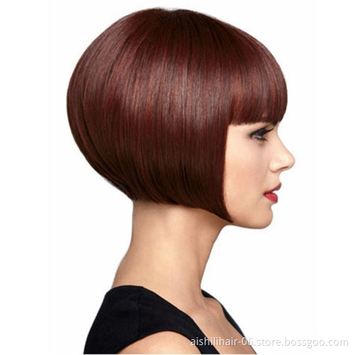 Hot selling Fashion Short BOBO Wigs for Women blonde-brown color Synthetic straight hair Wigs 11 Inch